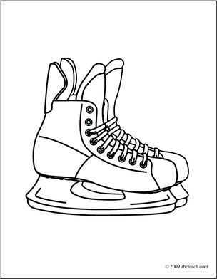 Clip art hockey skates coloring page i