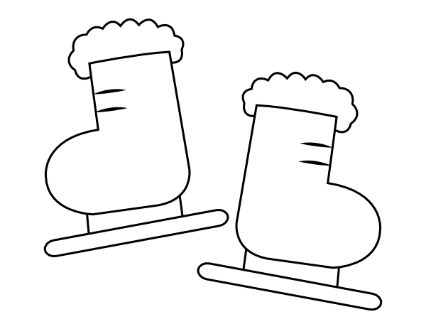 Printable simple ice skates coloring page