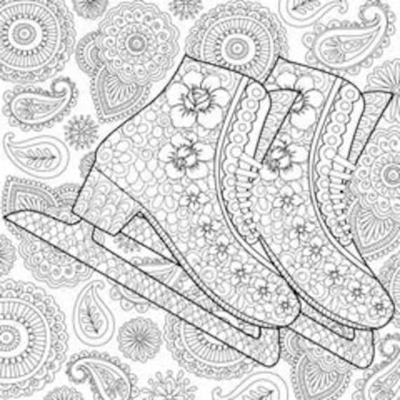 Printable coloring page zentangle figure skating coloring book