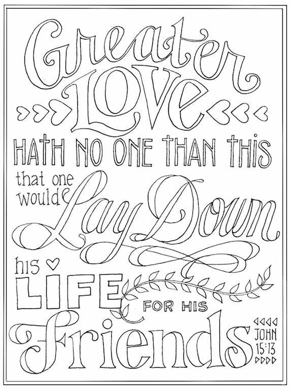 The ultimate sacrifice coloring page adult coloring book pages quote coloring pages bible verse coloring page
