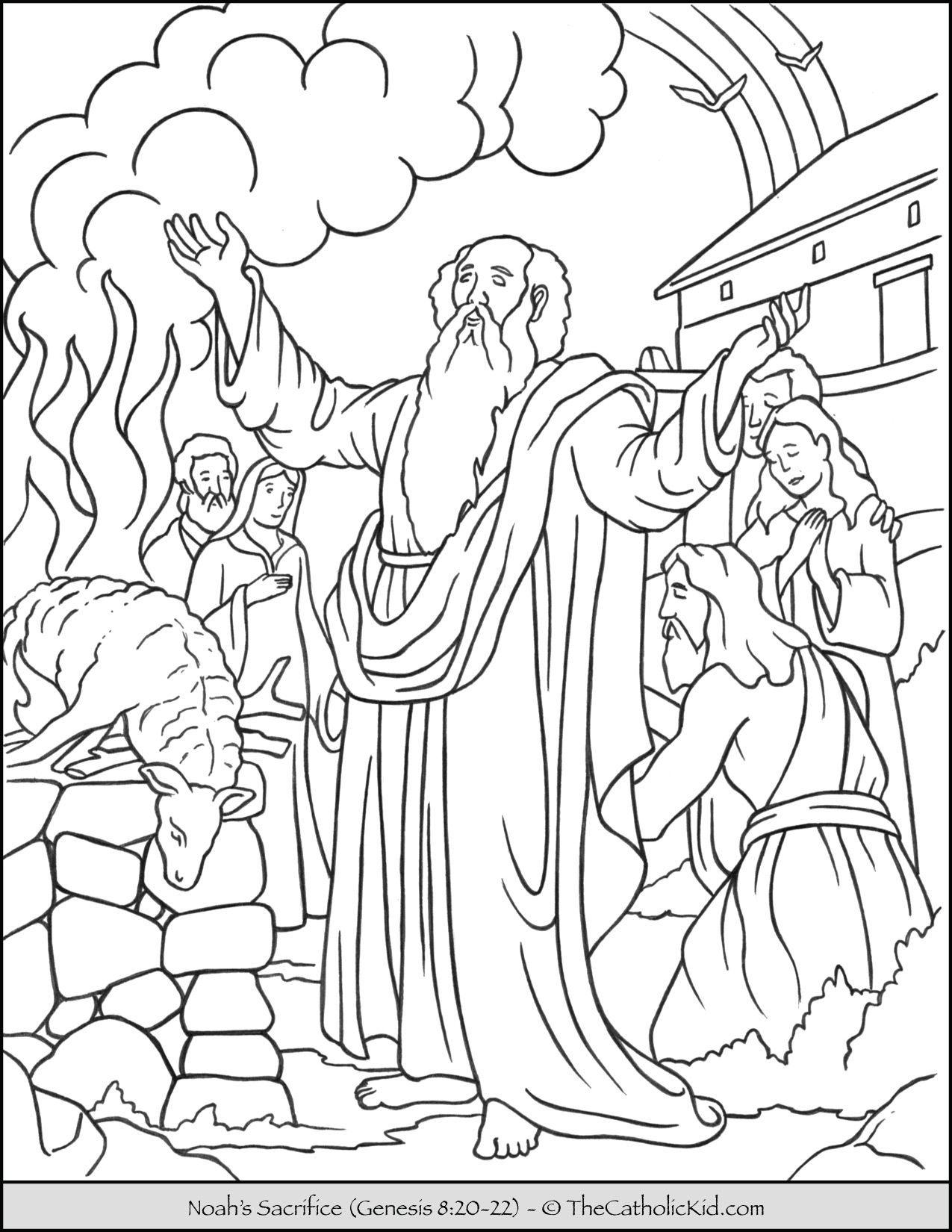 Noahs sacrifice bible coloring page