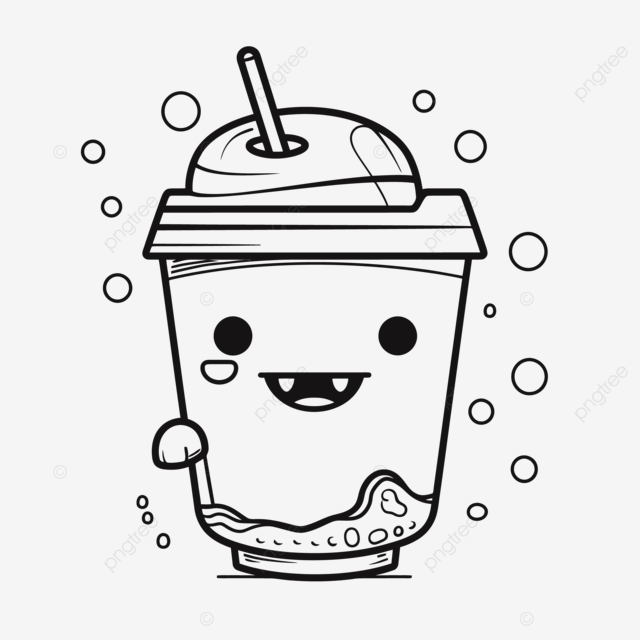 Cute kawaii iced coffee coloring page outline sketch drawing vector kawaii drawing coffee drawing wing drawing png and vector with transparent background for free download