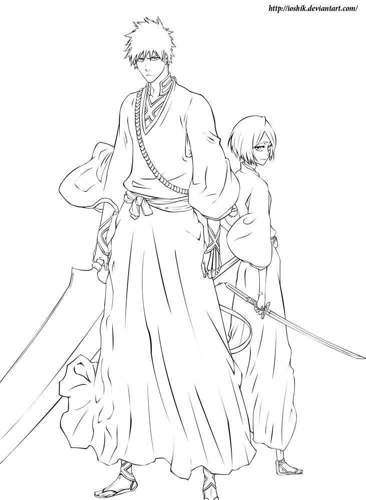 Ichigo and rukia by ioshiklineart on deviantart bleach drawing bleach anime art anime lineart