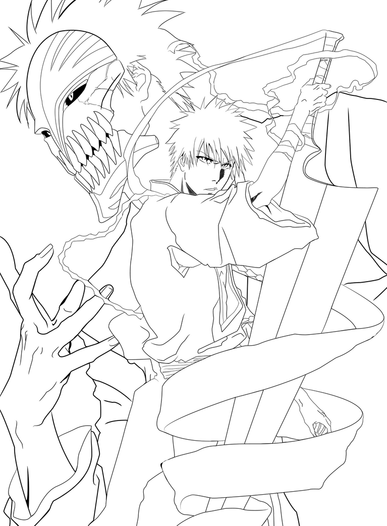 Kurosaki ichigo linework by satoshisdarkchan on