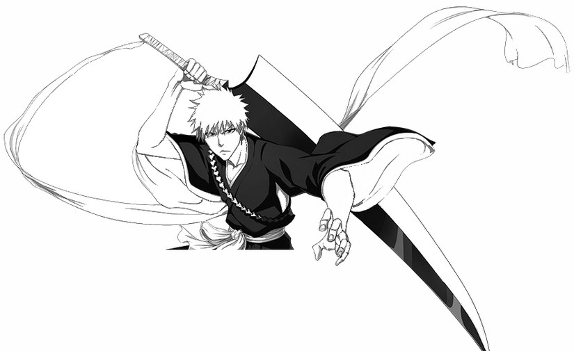 Coloring page bleach immortal soul ichigo kurosaki