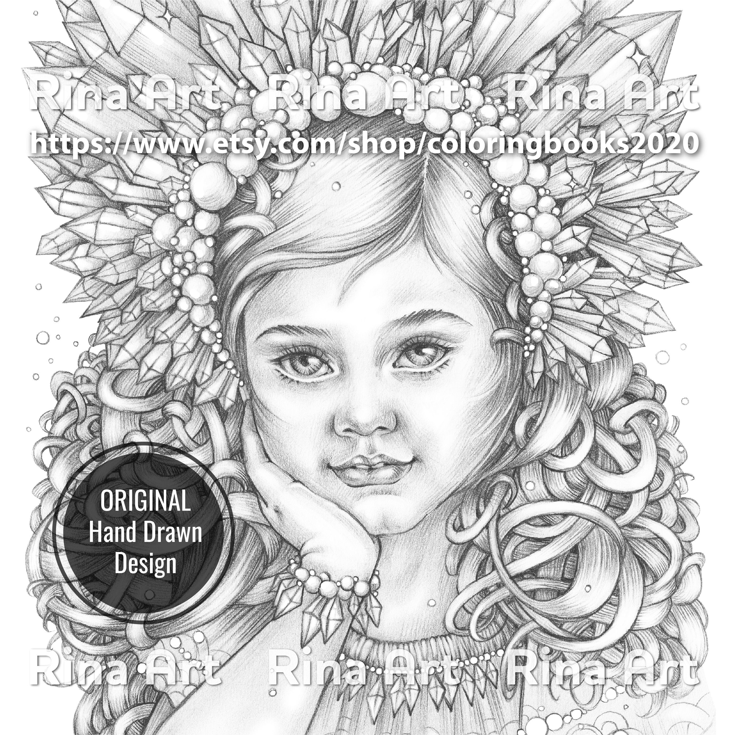 Princess icicle coloring page printable adult colouring pages book download grayscale illustration jpg pdf