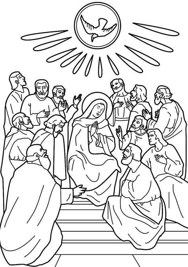 Depiction of pentecost coloring page color luna espiritu santo para colorear ascensiãn de jesãºs pentecostãs