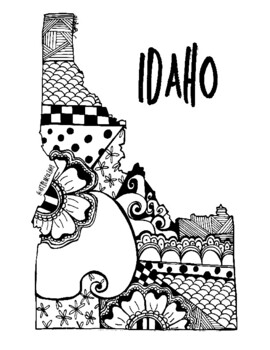 Idaho state outline zentangle coloring page by your asl advocate