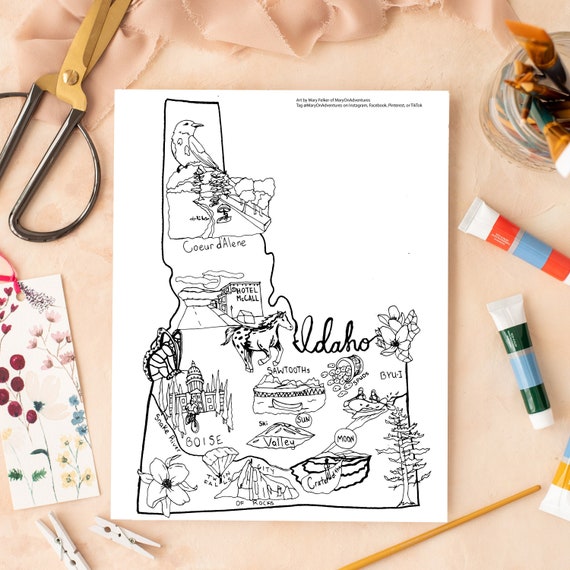 Idaho coloring page boise coloring page idaho state coloring page idaho print idaho map print x coloring page downloadable