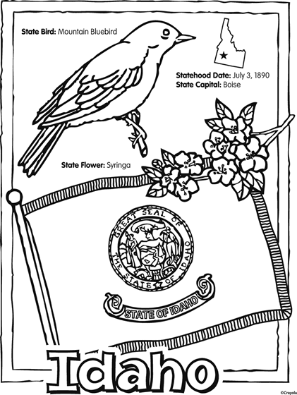 State of idaho free coloring page