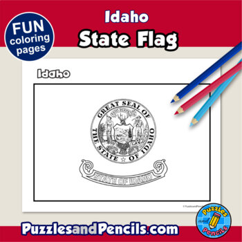 Idaho symbols coloring pages with map and state flag state symbols