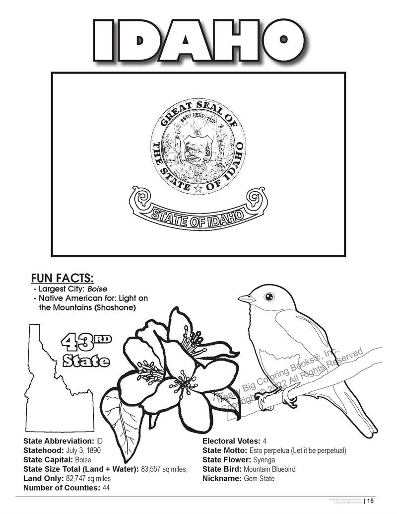 Idaho state coloring book x