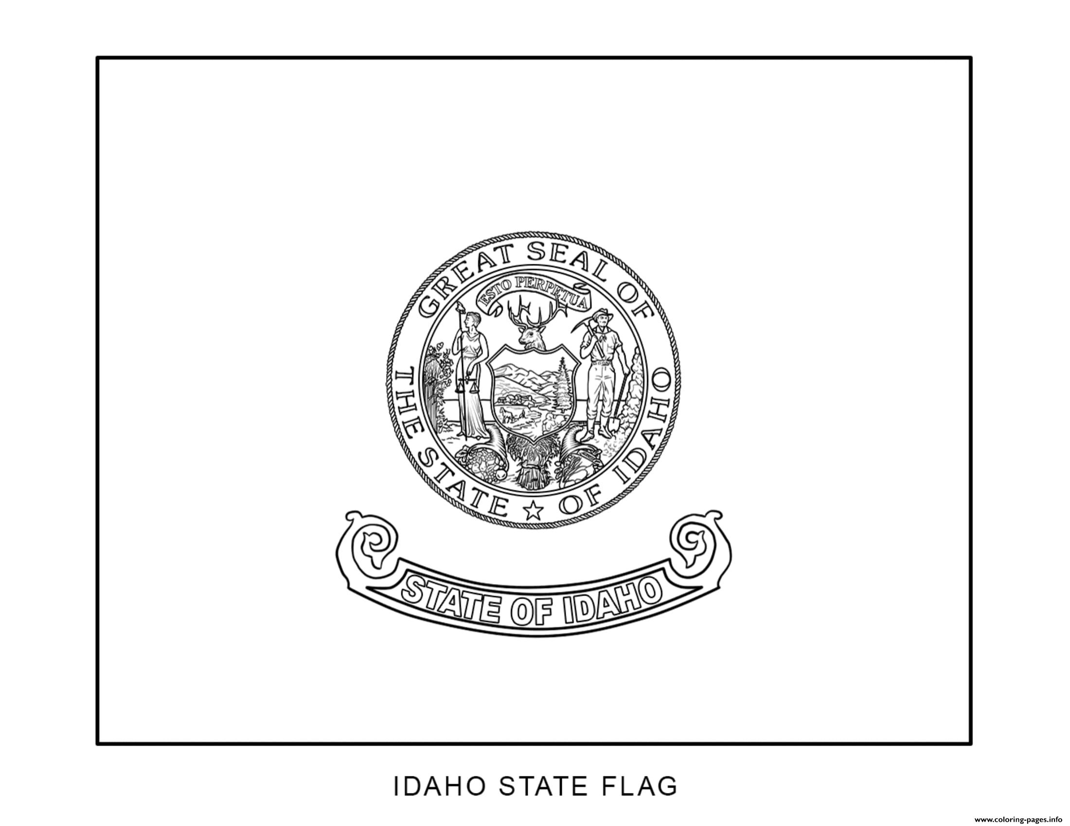 Idaho flag us state coloring page printable