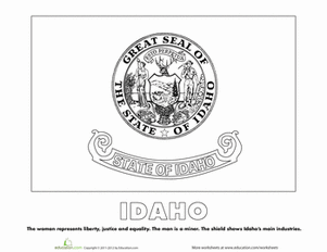 Idaho state flag worksheet education state flags flag coloring pages idaho state