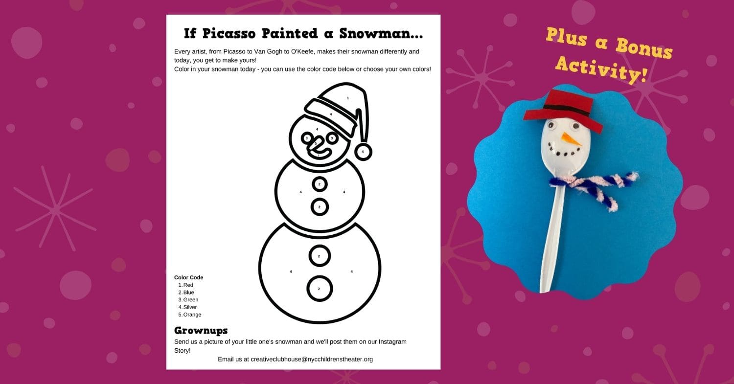 Snowman color by number free printable coloring page â creative clubhouse â new york city childrens theater