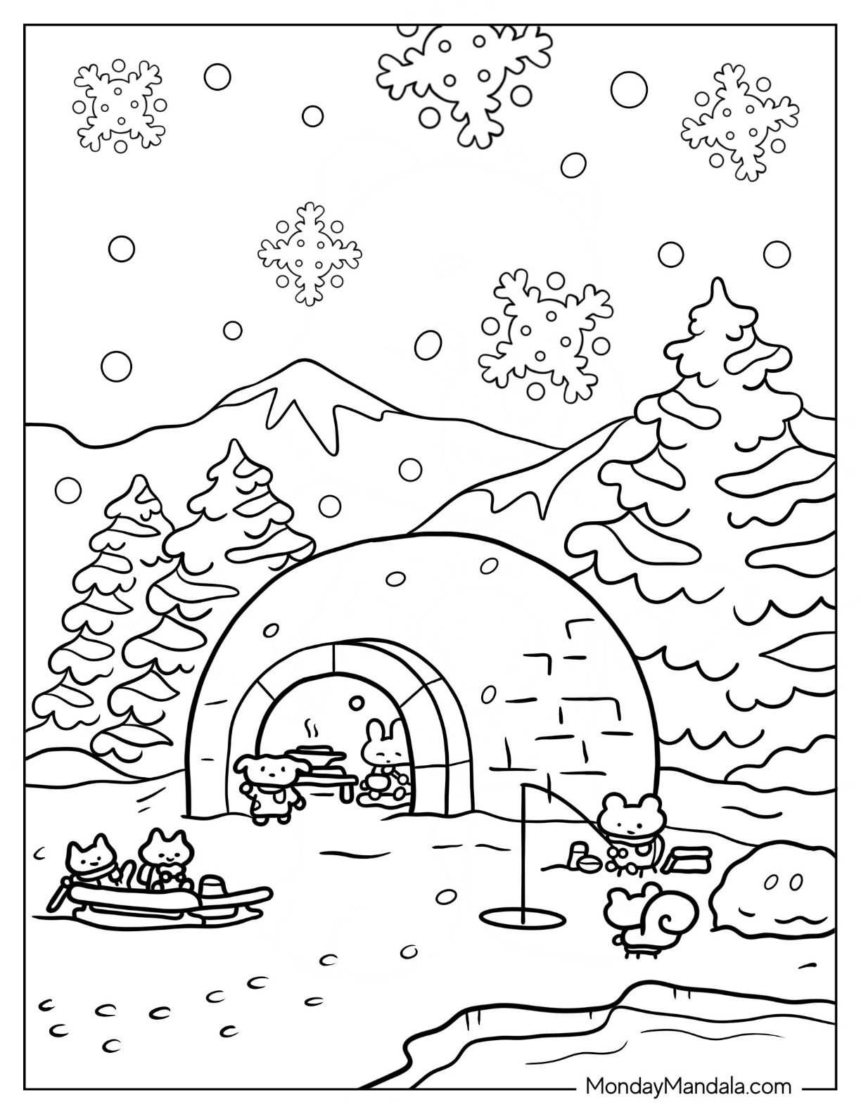 Snowflake coloring pages free pdf printables