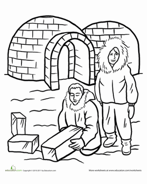 Igloo worksheet education coloring pages igloo dolphin coloring pages