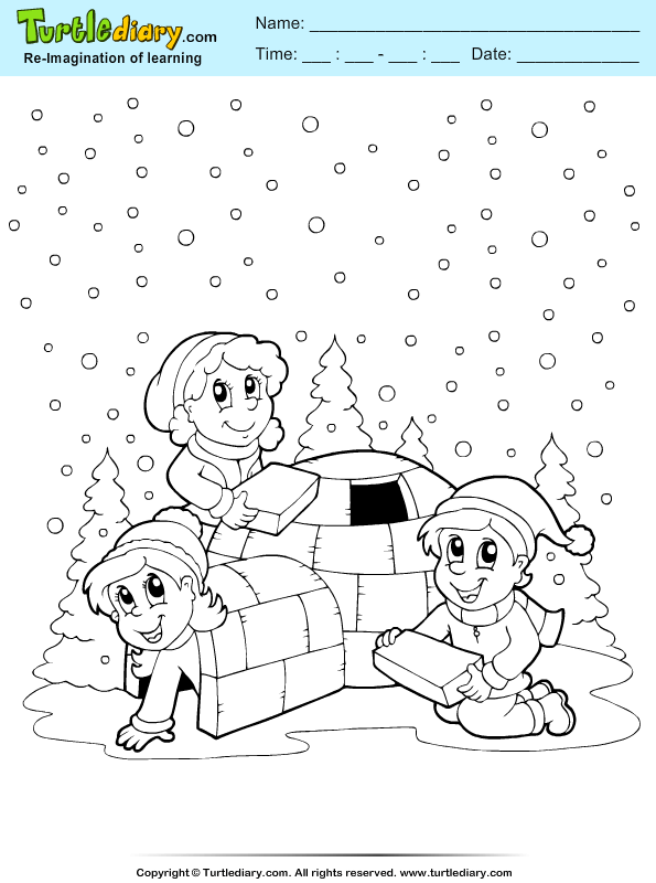 Igloo coloring sheet turtle diary