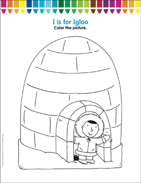 I is for igloo coloring page printable coloring pages