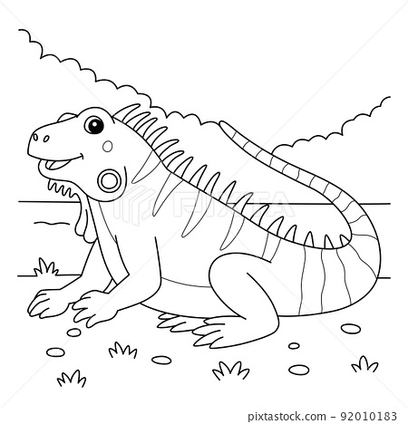 Iguana animal coloring page for kids