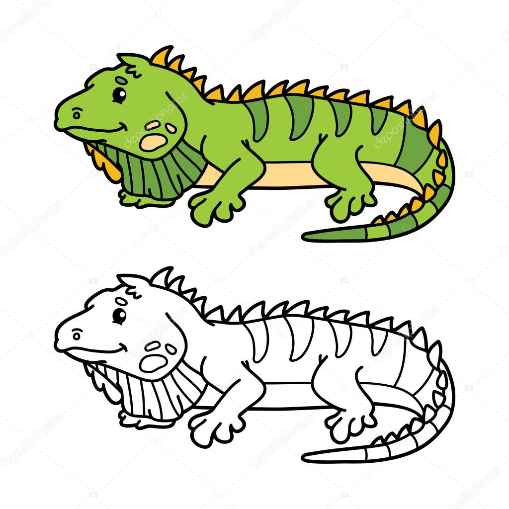 Coloring page iguana stock vector by boyusya