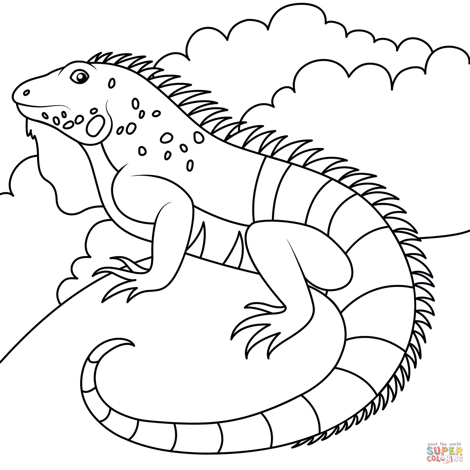 Cartoon iguana coloring page free printable coloring pages