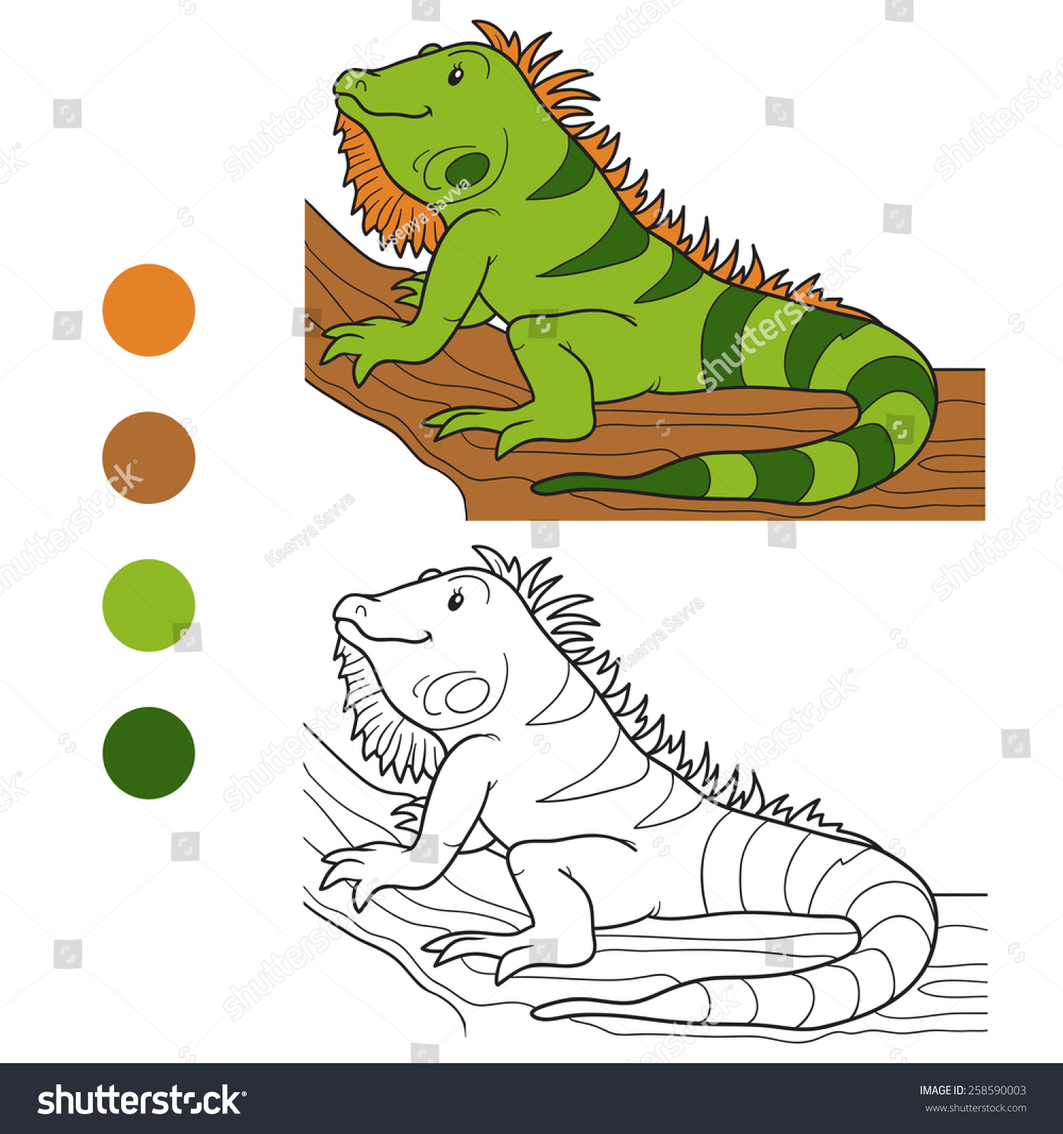 Coloring book iguana stock vector royalty free