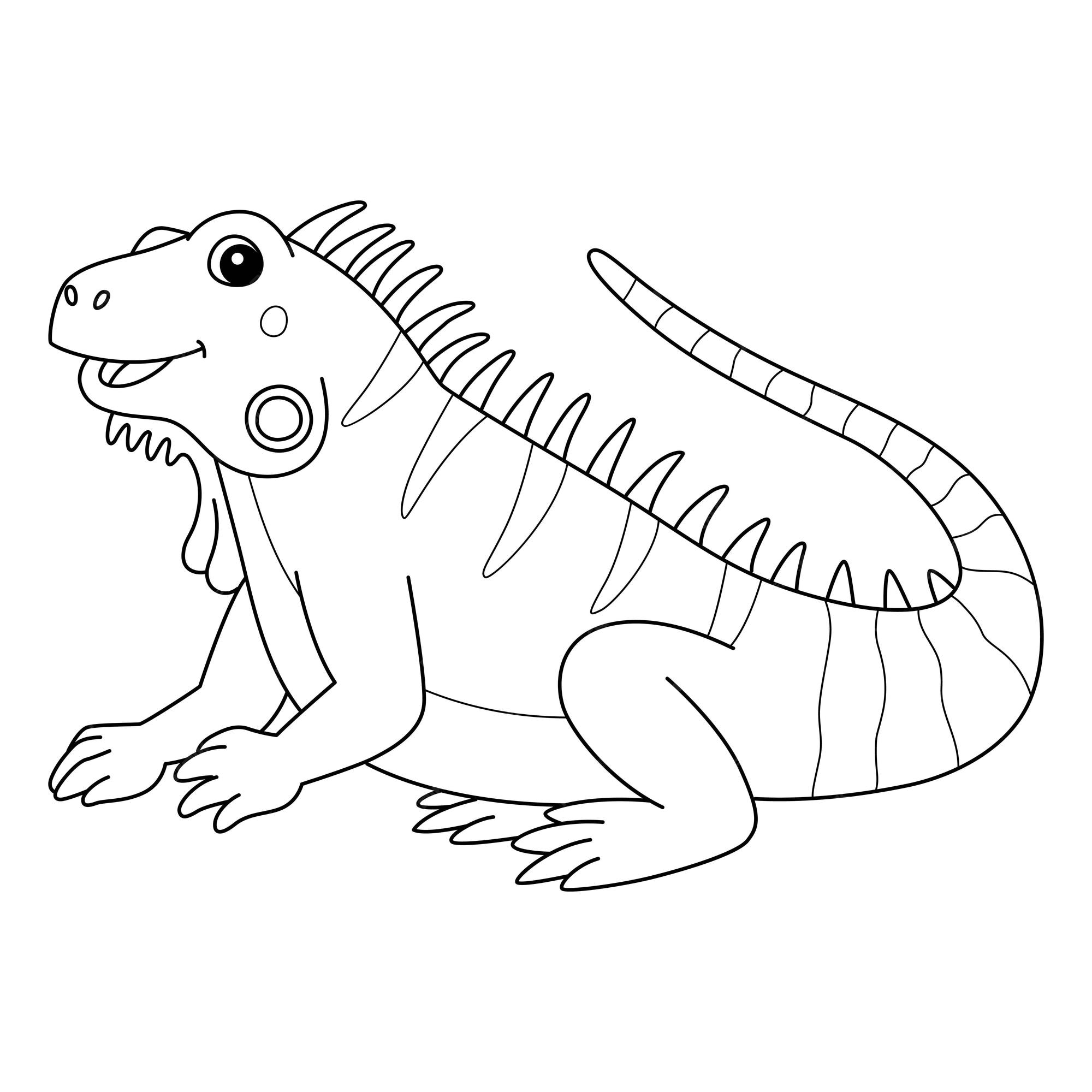 Premium vector iguana animal coloring page for kids