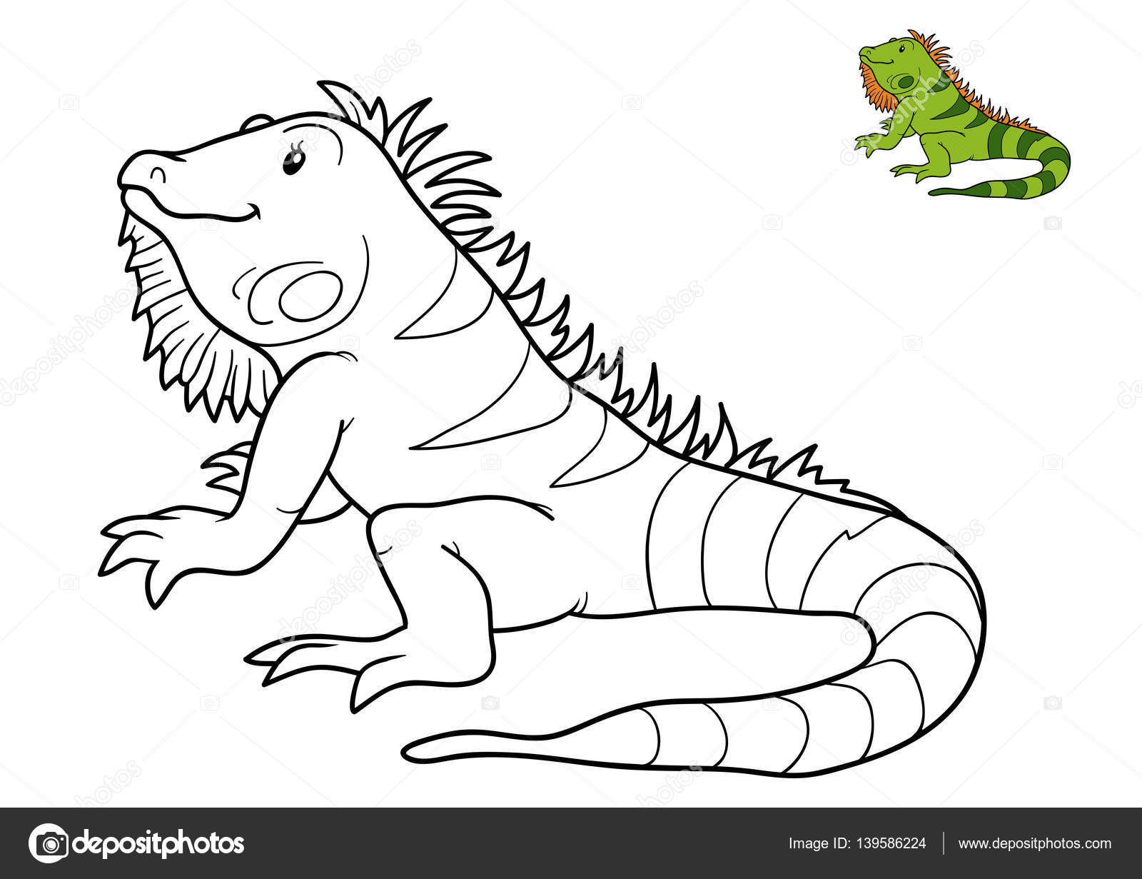 Coloring book iguana stock illustration by ksenyasavva