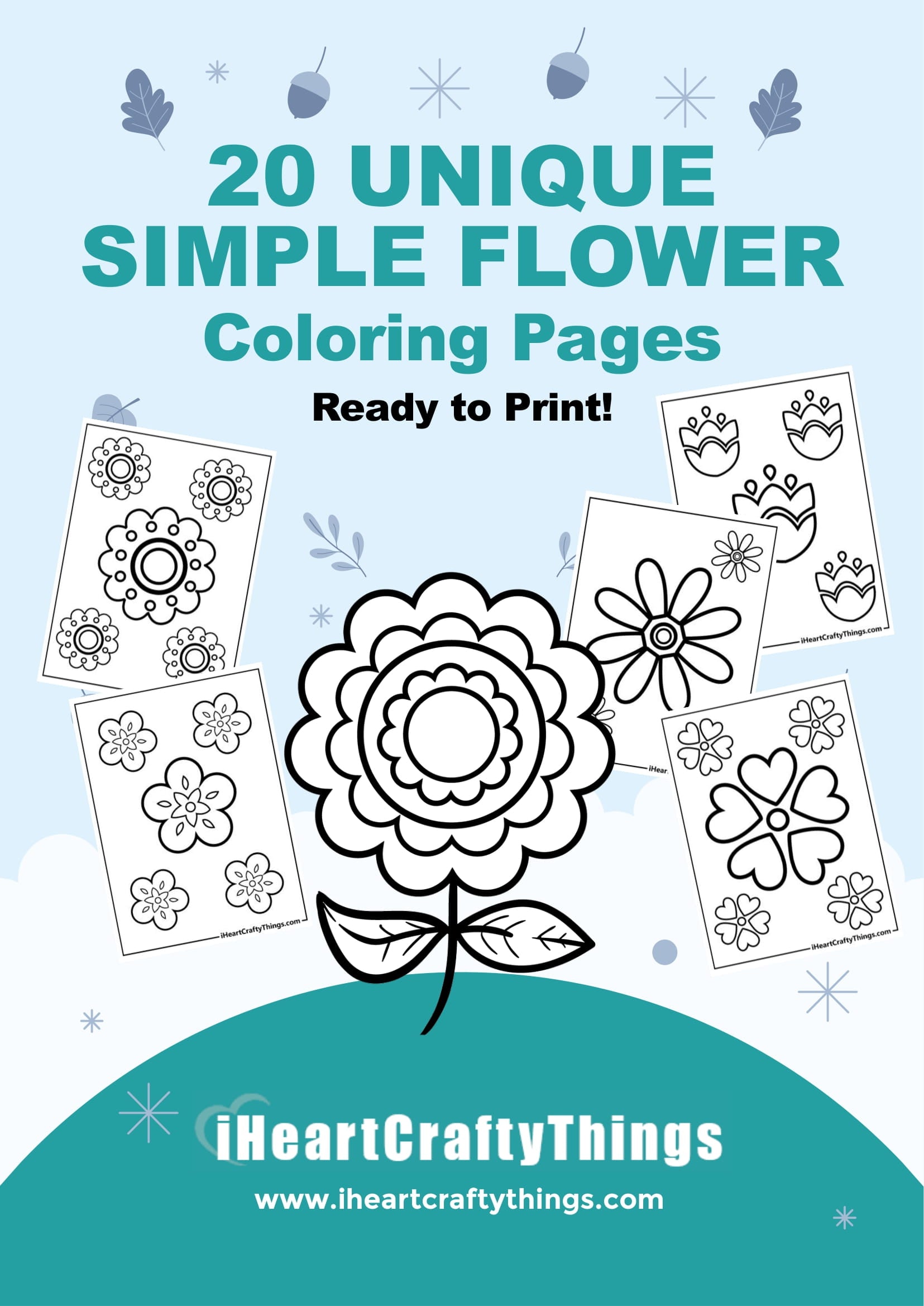 Simple flower coloring pages â i heart crafty things