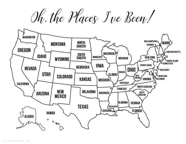 Free printable usa travel maps for your bullet journal