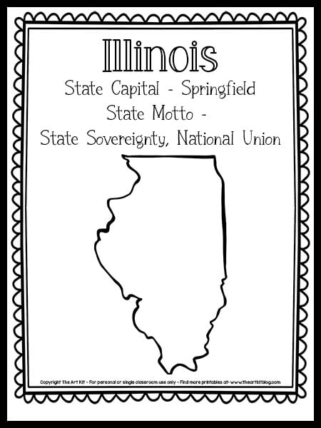 Illinois state outline coloring page free printable â the art kit