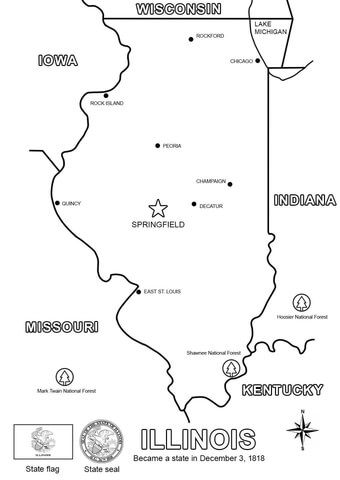 Illinois map coloring page free printable coloring pages