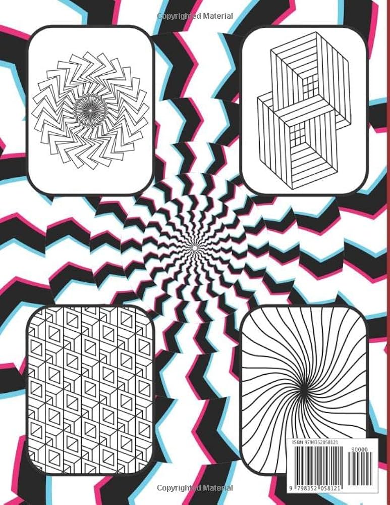 Optical illusion coloring book psychedelic coloring book for teens adults d trippy patterns coloring pages bravell da books
