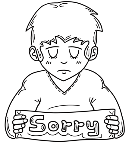 Sad boy feeling sorry coloring page free printable coloring pages