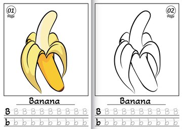 Banana alphabet abc coloring page b trazando todas las letras del alfabeto inglãs actividad precolar niãos vector premium