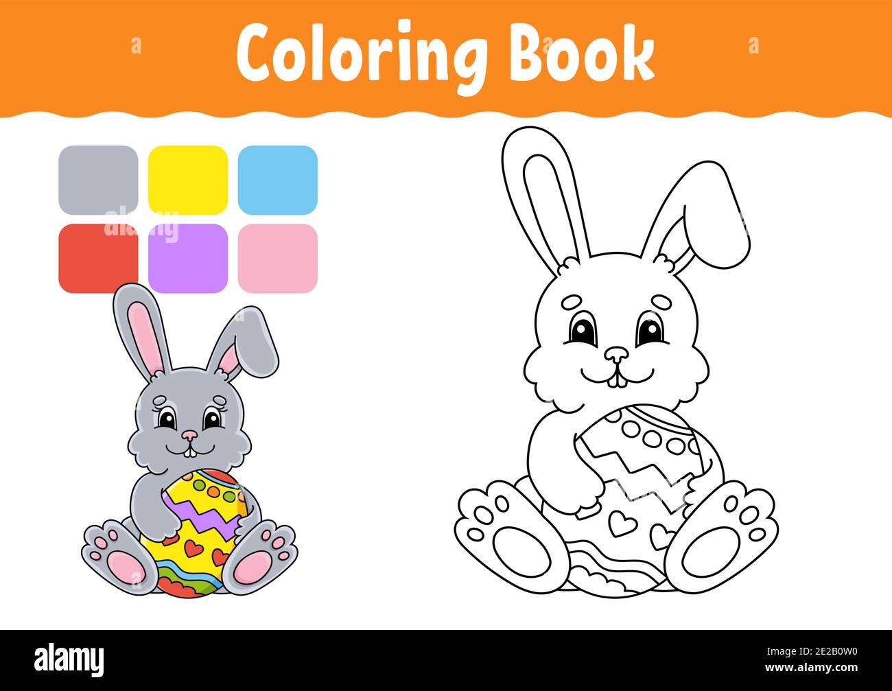 Libro para colorear para niãos carãcter alegre conejo de pascua ilustraciãn vectorial lindo tilo de dibujos animados pãgina de fantasãa para niãos silueta de contorno negro imagen vector de stock