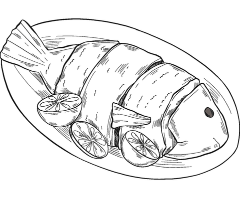 Grilled fish coloring page free printable coloring pages