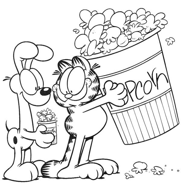 Garfield and big popcorn coloring page libros para pintar pãginas para colorear disney libros para colorear