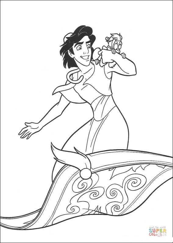 Aladdin and monkey abu coloring page free printable coloring pages