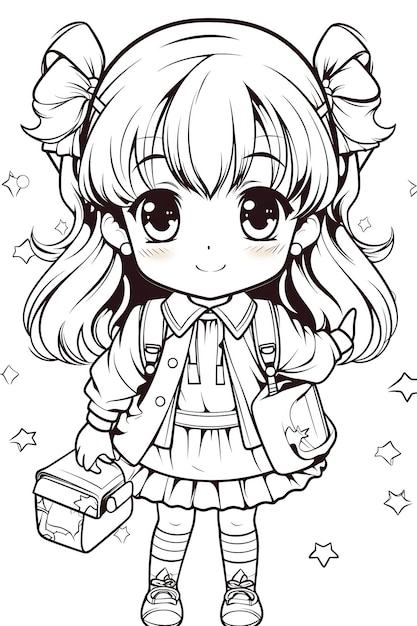 Premium vector anime coloring page