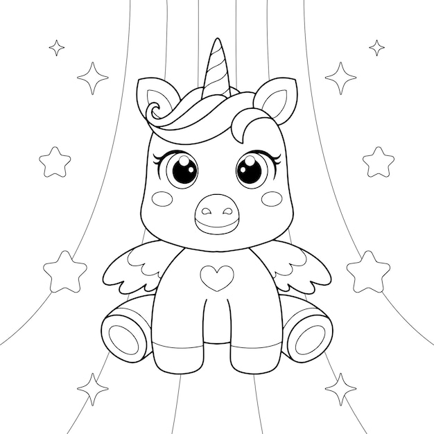 Premium vector cute unicorn rainbow coloring page