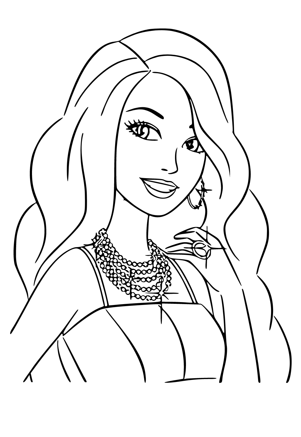 Free printable barbie hairstyle coloring page for adults and kids