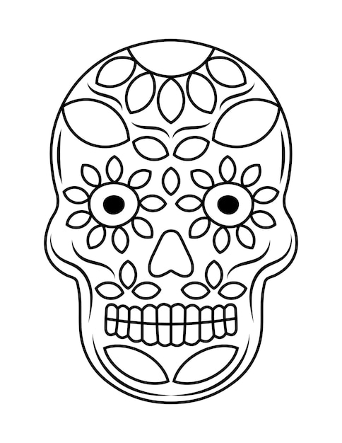 Premium vector skull coloring pages for beginners