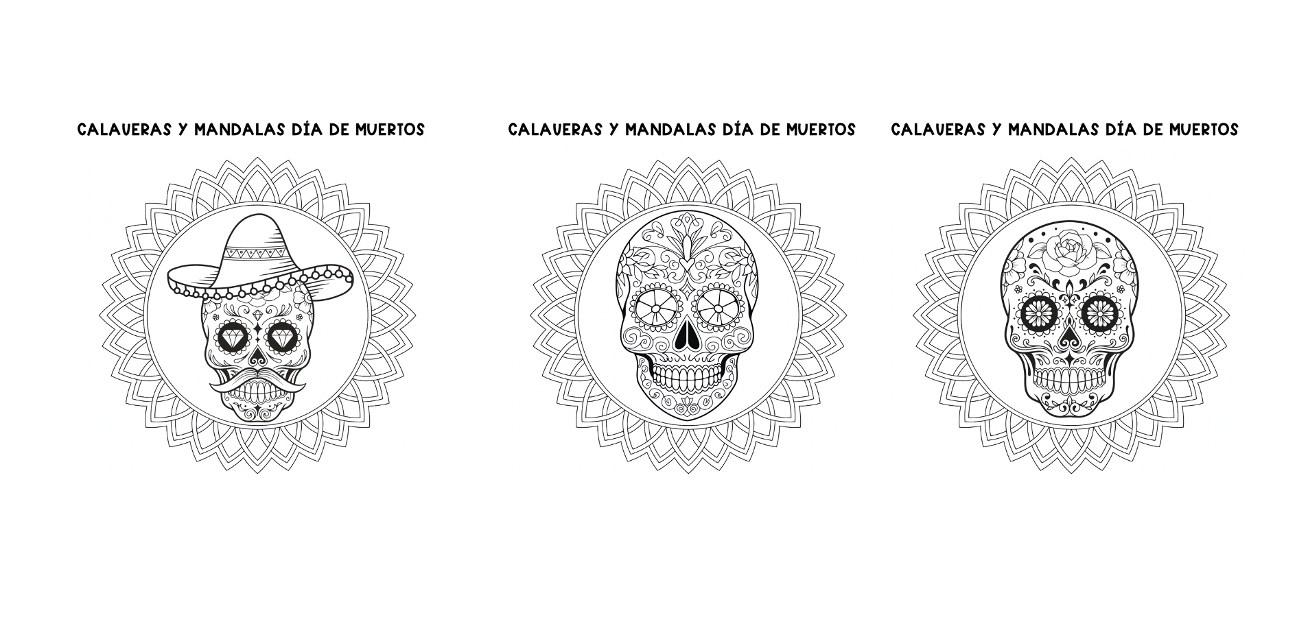 Bonitas mandalas calaveras para colorear en dia de muertos