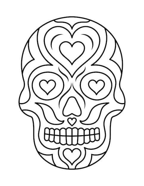 Premium vector skull coloring pages for kids