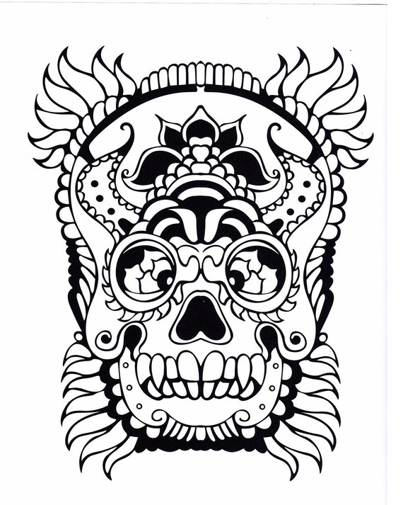 Skull coloring pages dia de los muertos day of the dead halloween arts and crafts printable digital download no