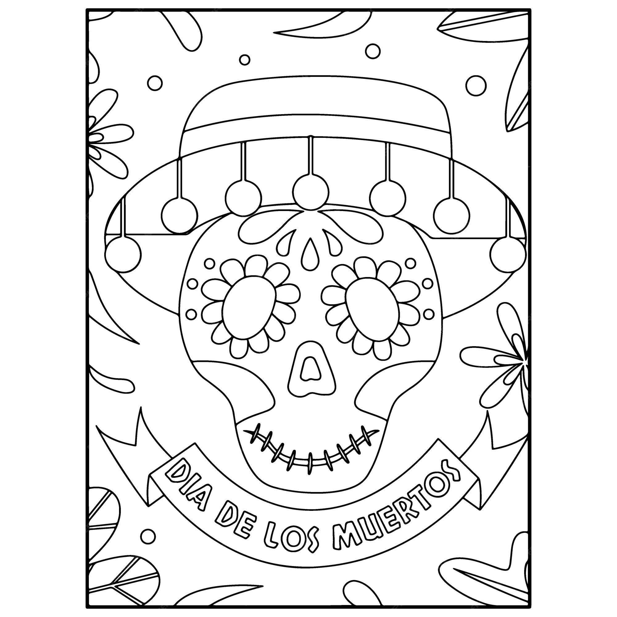 Premium vector sugar skull adult coloring pages