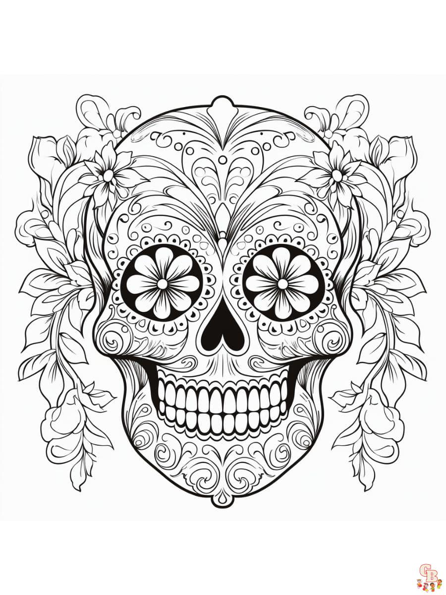 Printable calavera coloring pages free for kids and adults