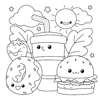 Vector e ilustracion de comida colorear para dcargar gratis